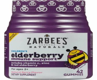 Zarbee's Naturals Children's Elderberry Immune Support* Gummies with Vitamin C Zinc Natural Berry