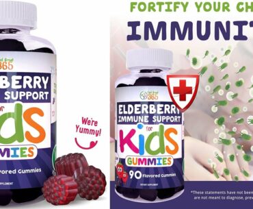 Elderberry Gummies for Kids | Support* | Gluten Free Vitamin C and Zinc | Sambucus Nigra Supplement