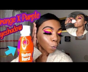 NUTRABURST  LIQUID VITAMIN MAKEUP | ORANGE AND PURPLE EYESHADOW TUTORIAL | CUT CREASE