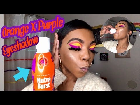 NUTRABURST  LIQUID VITAMIN MAKEUP | ORANGE AND PURPLE EYESHADOW TUTORIAL | CUT CREASE