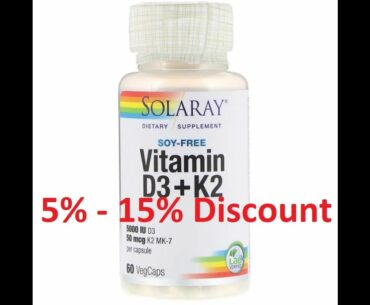 Discount - Solaray, Vitamin D3 + K2, Soy Free, 60 Immunity VegCaps (Vegetable Capsule) Review