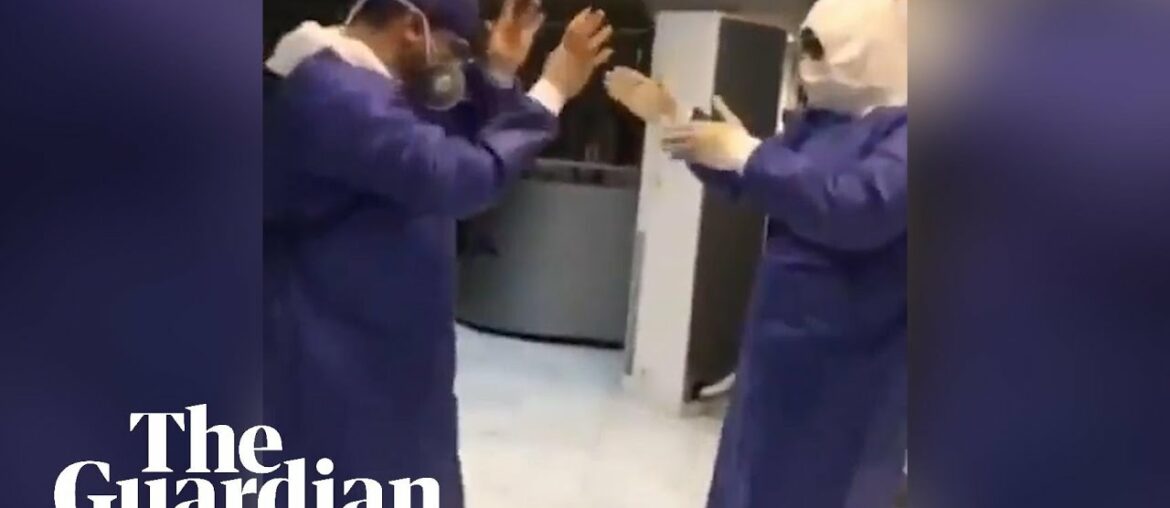 Coronavirus: doctors and nurses in Iran filmed dancing in bid to boost morale