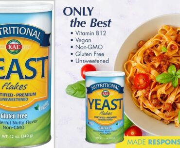 KAL Nutritional Yeast Flakes | Vitamin B12, Vegan, Non-GMO, Gluten Free | Unsweetened, Great Flavor