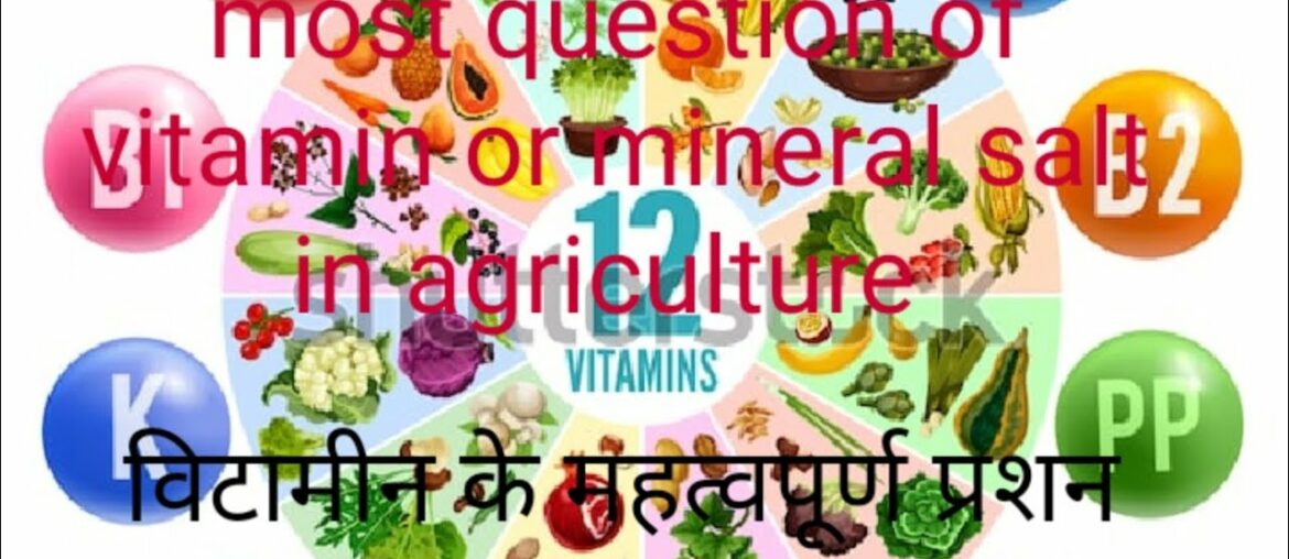 Important  question of vitamin and mineral salt कृषीविज्ञान विटामीन व खनीज लवण के महत्वपूर्ण  प्रशन