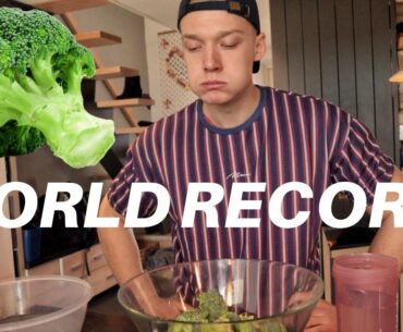 WORLD RECORD ATTEMPT 500 GRAMS OF RAW BROCCOLI?? AND FULL BACK WORKOUT!