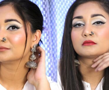 White Eye Shadow Makeup | White Monochrome Makeup Look | Nidhi Katiyar