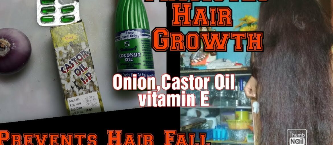 Homemade Hair oil For Long & Healthy Hair || Onion, Castor Oil, Vitamin E || Promotes Hair Growth ||