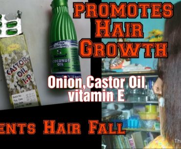Homemade Hair oil For Long & Healthy Hair || Onion, Castor Oil, Vitamin E || Promotes Hair Growth ||
