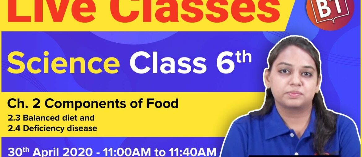 Science Class 6 Chapter 2- Components of Food | Balanced Diet and Deficiency Disease