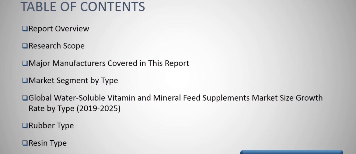 Water Soluble Vitamin and Mineral Feed Supplements Market Research Report 2019 2025