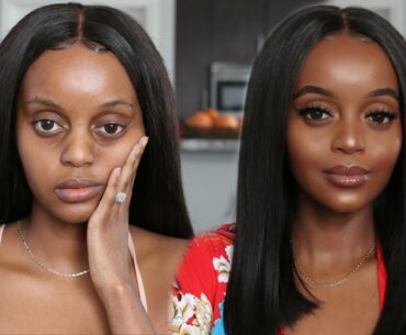 Simple No Eyeshadow MakeupTutorial + Flawless Foundation Routine | Makeup For Black Women