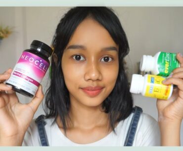 Vitamin dan Collagen yang rutin aku minum (skincare dari dalam).