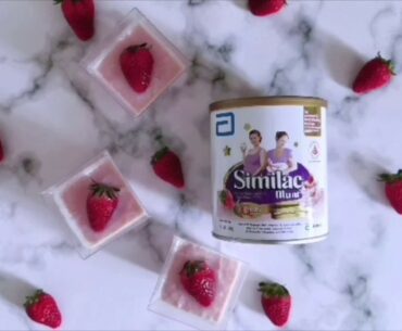 Strawberry yogurt milk pudding by @lirongs