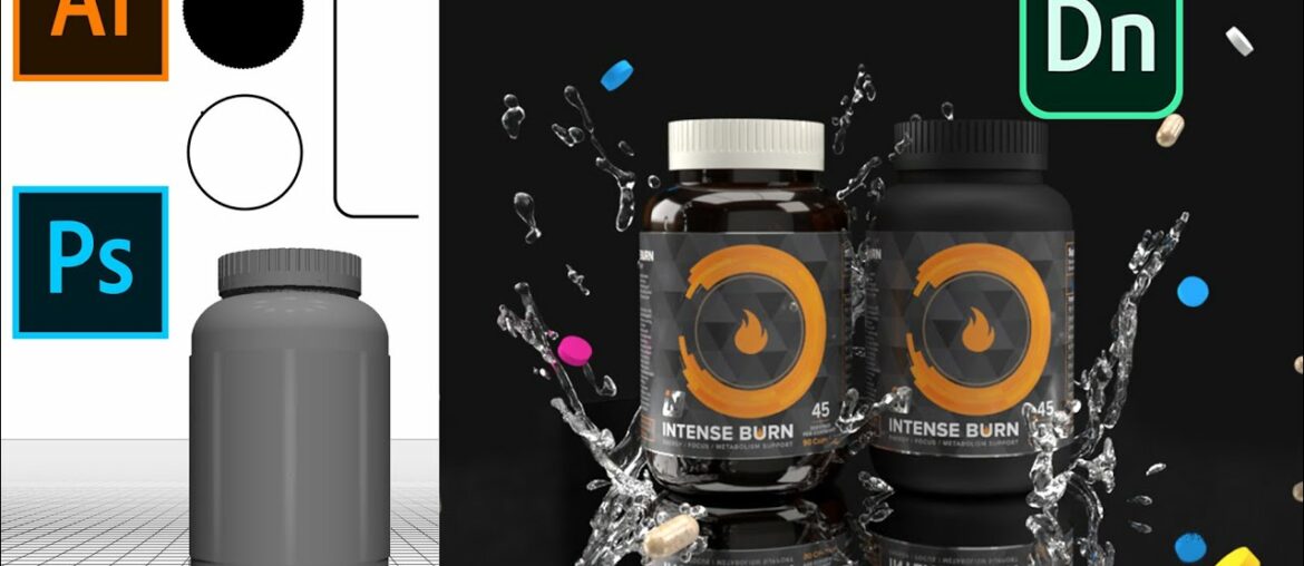 Create 3D Nutritional Supplements using Illustrator & Photoshop for Adobe Dimension product mock-ups