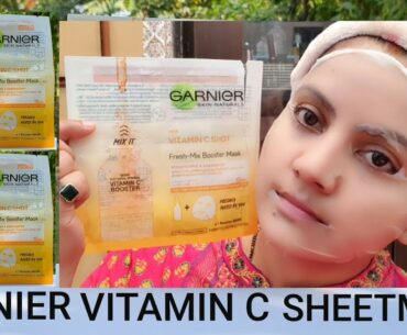 Garnier  skin naturals fresh mix vitamin c shot boost sheetmask review& demo | RARA | vitamin c mask