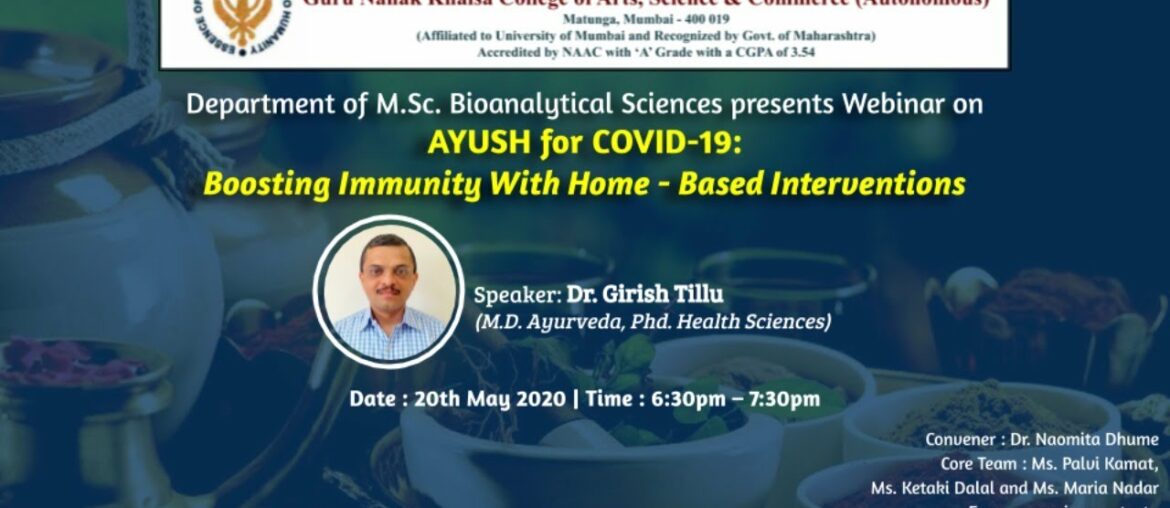 Webinar on AYUSH for COVID-19: Boosting Immunity with Home Based Interventions