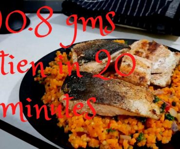 20 Minutes Meal....Very high quality protein, omega 3,vitamin d3!!!! Salmon Fish stir fry