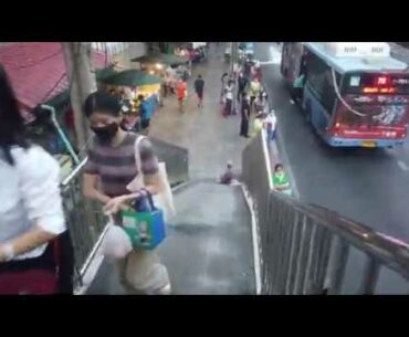 Bus Station Scene in Bangkok after work, COVID 19