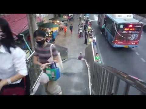 Bus Station Scene in Bangkok after work, COVID 19