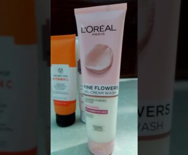 The body shop vitamin c face wash, Dorps of light face wash and loreal paris Gel cream Face wash