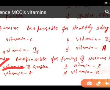 Important Science MCQ'S  (Of Biology--Nutrition Related with Vitamins ) for PPSC And Other Exams