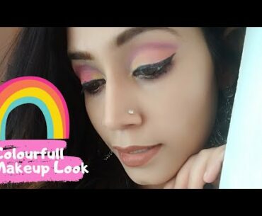 Colourfull Rainbow Eye Makeup look | Makeup tutorial step by step | Pretty Looks