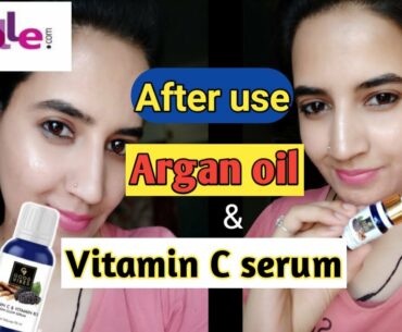 Vitamin C serum & Argan oil review ||100% Good vibes products review || purple haul ||Honest review