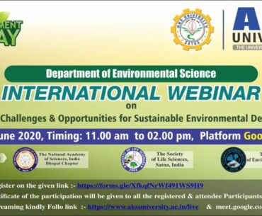 Day -1 : International Webinar on "Covid19 Challenges & Opportunities for sustainable Environmental
