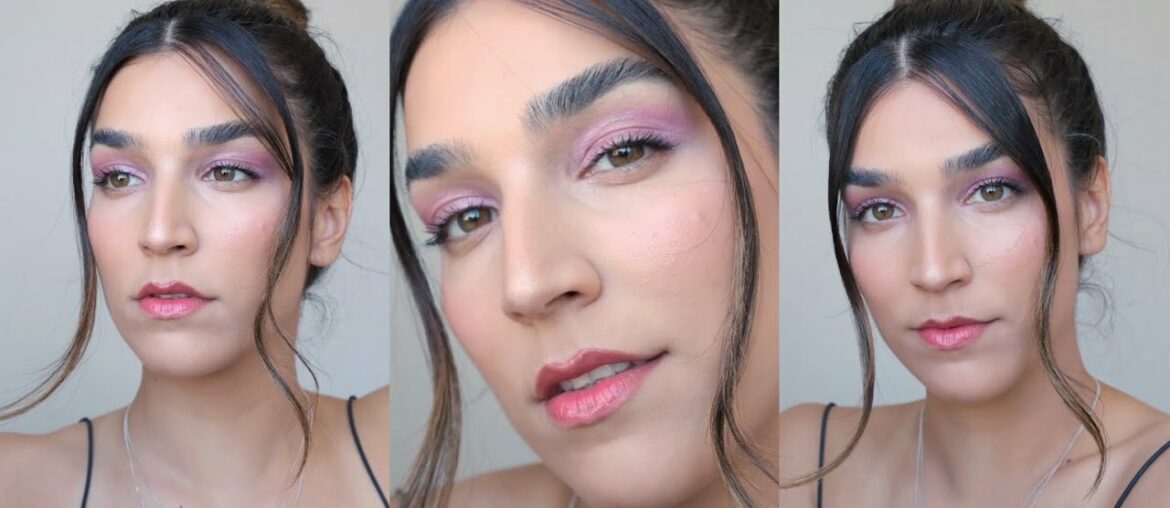 Easy & Trendy Cool Girl makeup - lavender eyes + coral lip