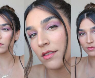 Easy & Trendy Cool Girl makeup - lavender eyes + coral lip