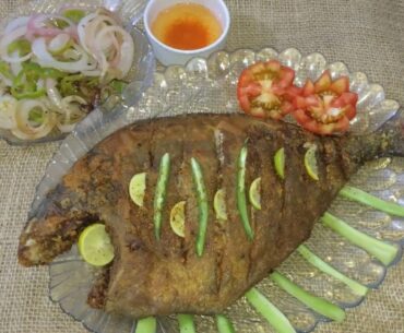 Spicy Black Pomfret Fish-Fried Pomfret whole-Cooking Adventure-Quarantine Recipe - Maria Riaz :)