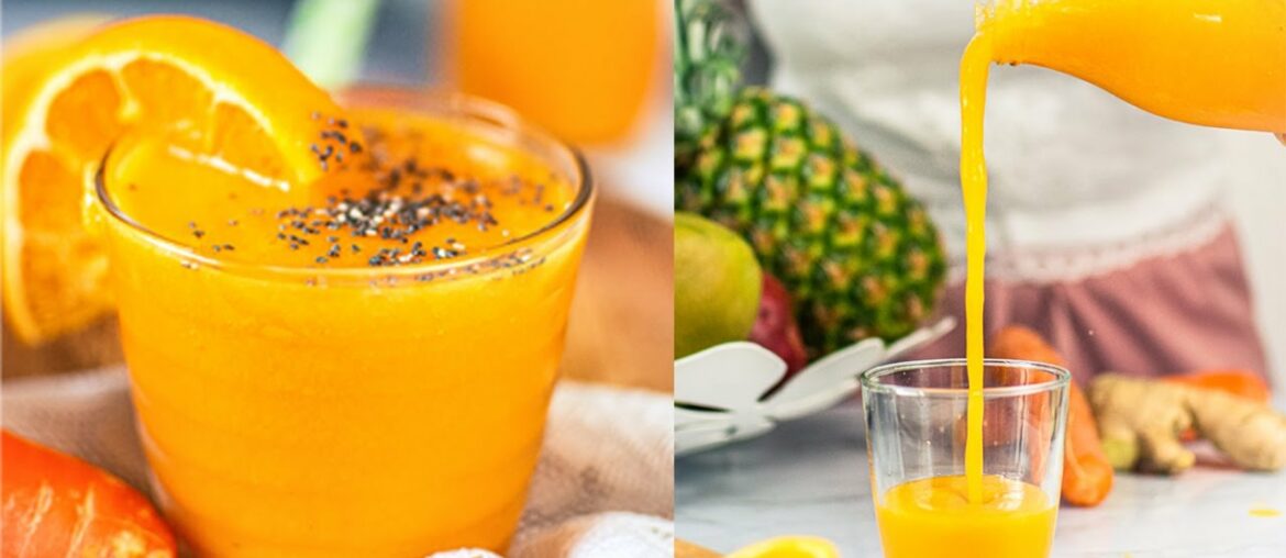 Immunity Boosting Orange Smoothie - Vegan - Gluten Free - Mango Carrot Orange Detox Smoothie