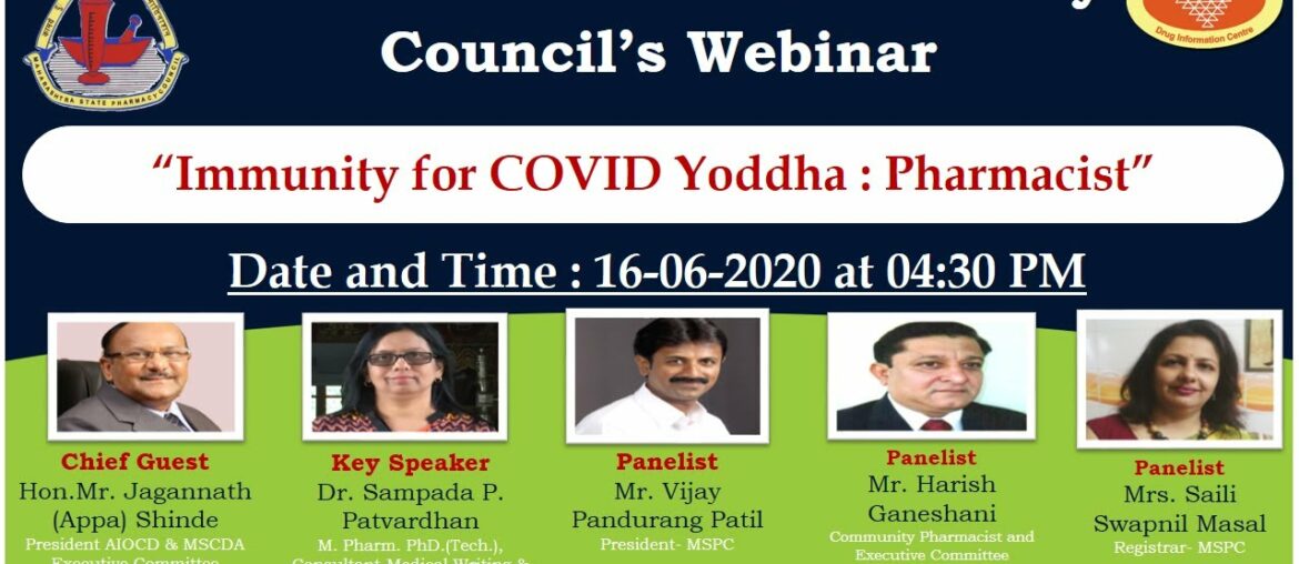 Maharashtra State Pharmacy Council"s Webinar-1: Immunity for COVID Yoddha : Pharmacist