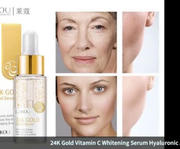 24K Gold Vitamin C Whitening Serum Hyaluronic Acid+New Makeup Base Essence Cherry