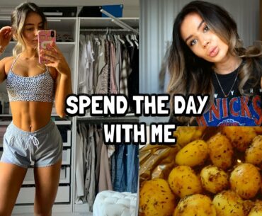 DAY IN THE LIFE | diy home curly blow dry, working out + food