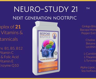 NEURO-STUDY  21 Bespoke  Biotics Intro to Nootropic supplement for cognitive brain enhancement