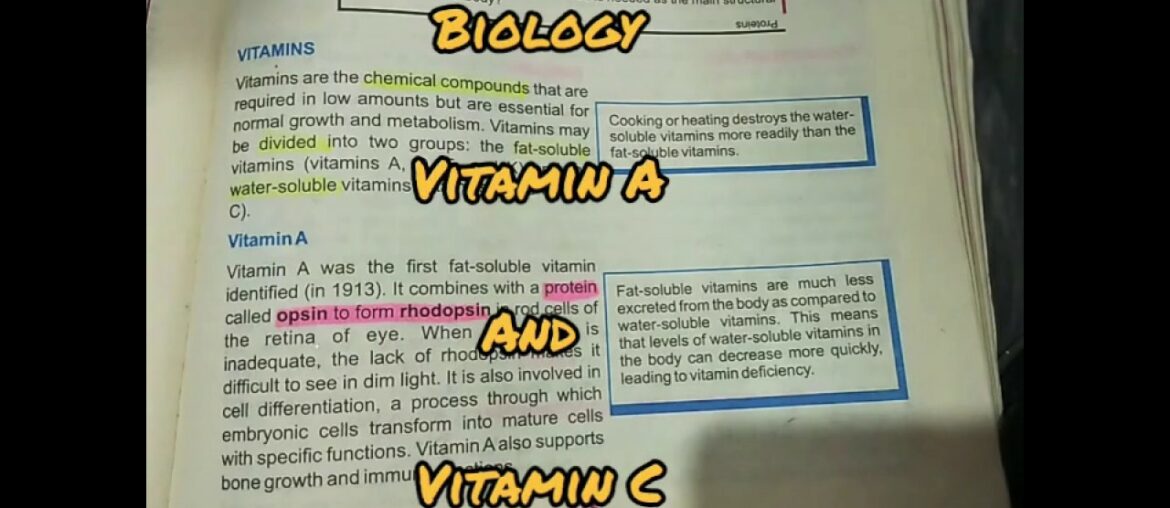 Biology: chap#8 Nutrition| vitamin A and C| class 9 PTB curriculum..