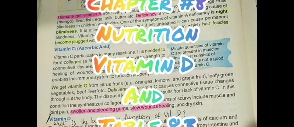 Biology: chap 8 nutrition|Vitamin D and Table 8.3|