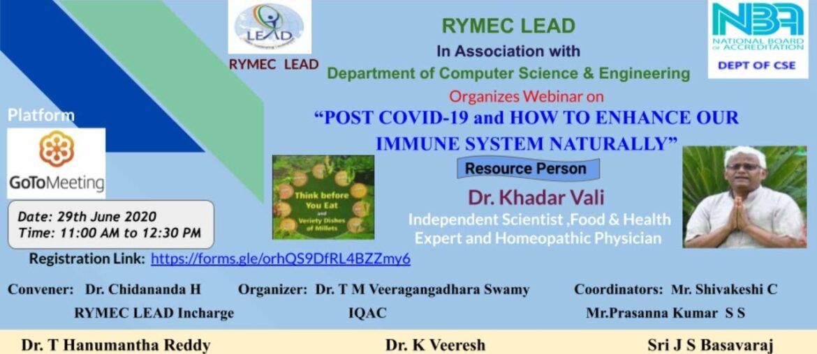 RYM Engineering College, Ballari, Post Covid-19 and How to Enhance our Immune System.