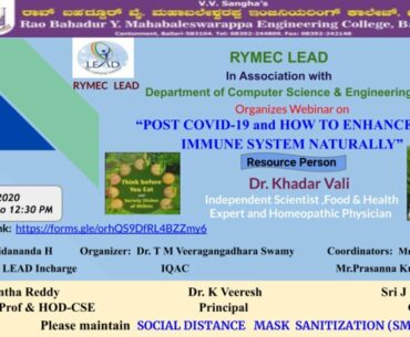 RYM Engineering College, Ballari, Post Covid-19 and How to Enhance our Immune System.