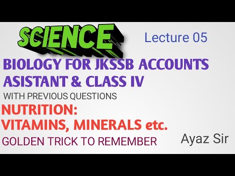 Science Biology for JKSSB ACCOUNTS ASISTANT & Class IV & other exams(Vitamins/Minerals) Nutrition