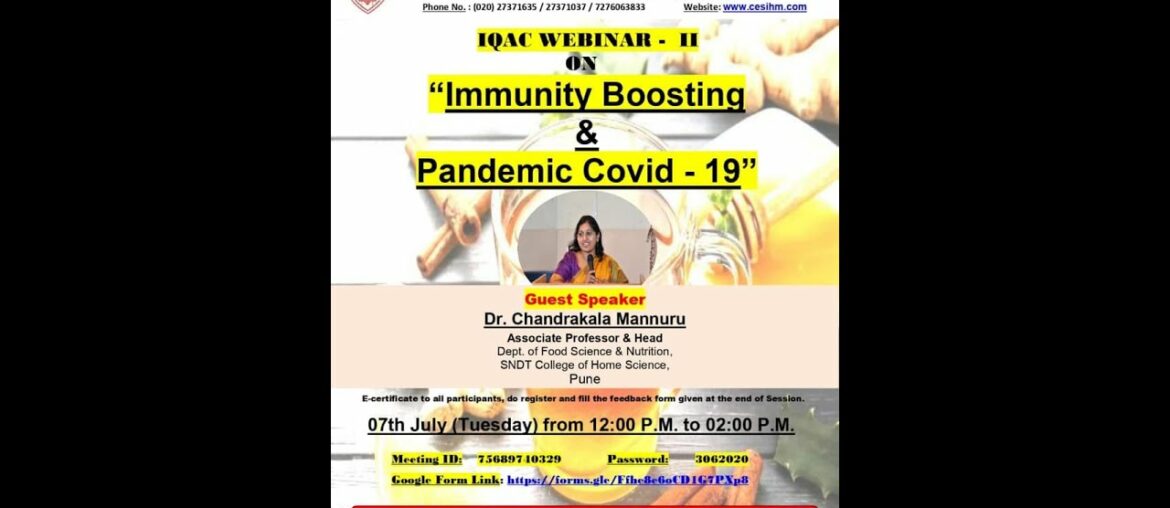 IQAC WEBINAR - II on "IMMUNITY BOOSTING & PANDEMIC COVID -19"