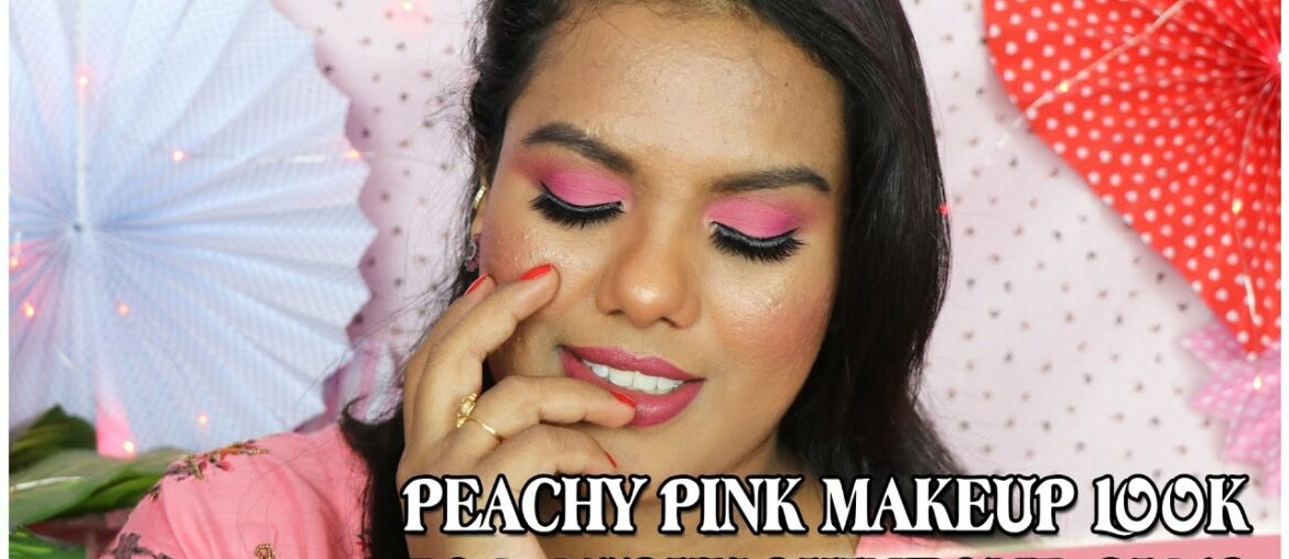 Peachy Pink Makeup look for Dusky Skin tone Girls | SATHYA KAMALA