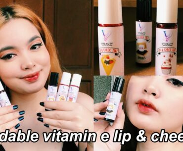 vitamin e lip and cheek tint review (VERY AFFORDABLE) ft. Vheauty Skincare Solutions