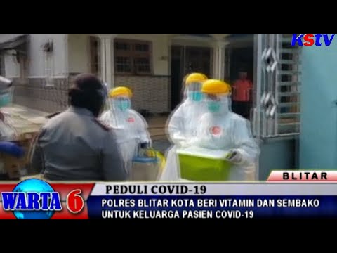 BLITAR - POLRES BLITAR KOTA BERI VITAMIN DAN SEMBAKO UNTUK KELUARGA PASIEN COVID