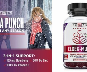 Elder-Mune Sambucus Elderberry Gummies - Antioxidant Flavonoids, Immune Support Gummy...