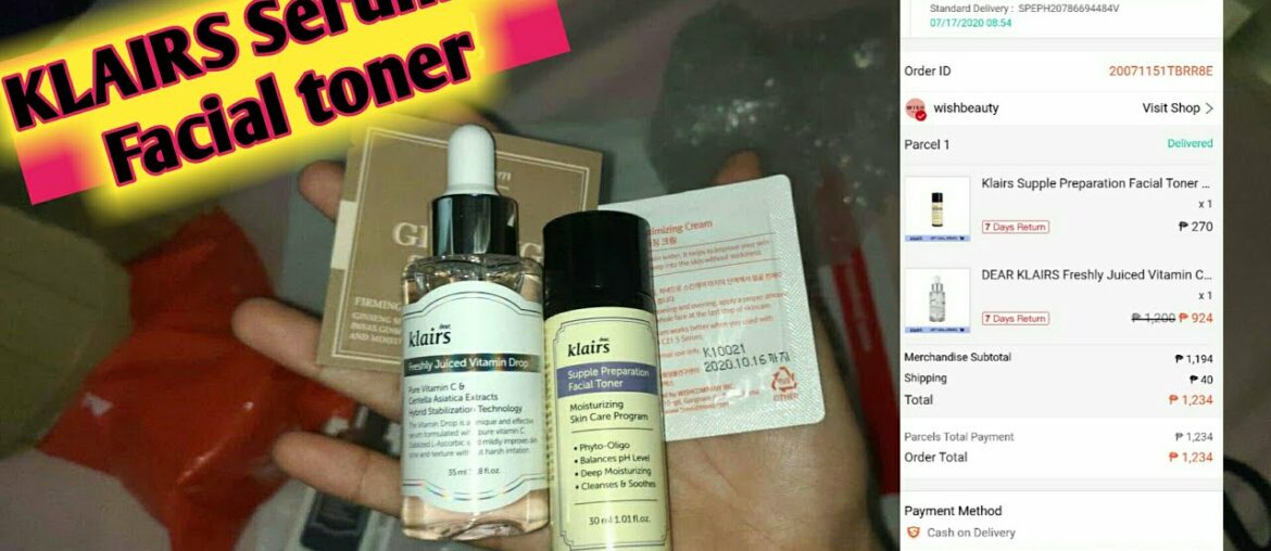 KLAIRS FRESHLY JUICE VITAMIN C SERUM AND KLAIRS SUPPLE PREPARATION FACIAL TONER! By ceagre manuel