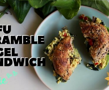 TOFU SCRAMBLE BAGEL SANDWICH // RESTAURANT WORTHY | Vitamin Katie & Chef Josie