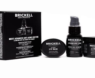 Brickell Men's Advanced Anti-Aging Routine, Night Face Cream, Vitamin C Facial Serum and Eye Cream