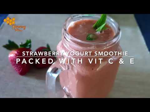 Strawberry Yogurt Smoothie| Kiwi fruit | Rich in Vitamin C & E | Kids favourite|Diet drink|YummyHive